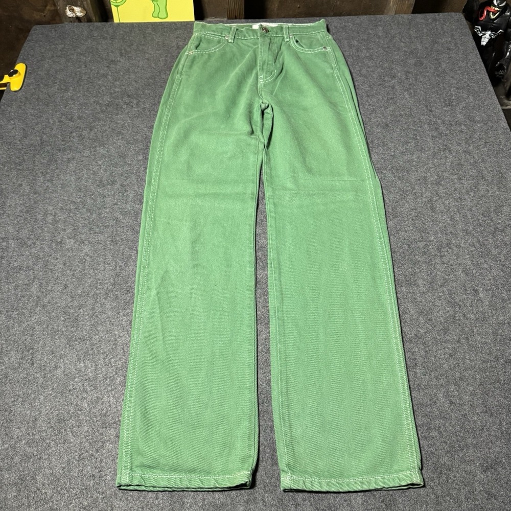 Reformation Cowboy High Rise Straight‎ Jeans 23 Grass Green Denim Colorful Boho